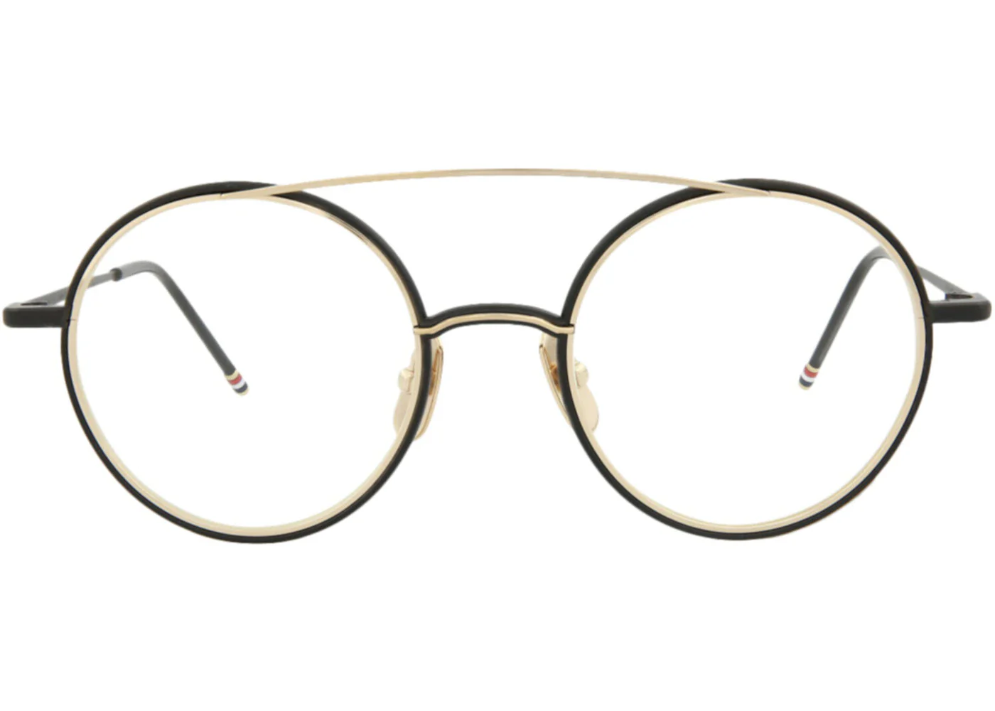 Thom Browne Aviator-Frame Metal Optical Frames Black Iron Gold (TB108-ABLKGLD-50)