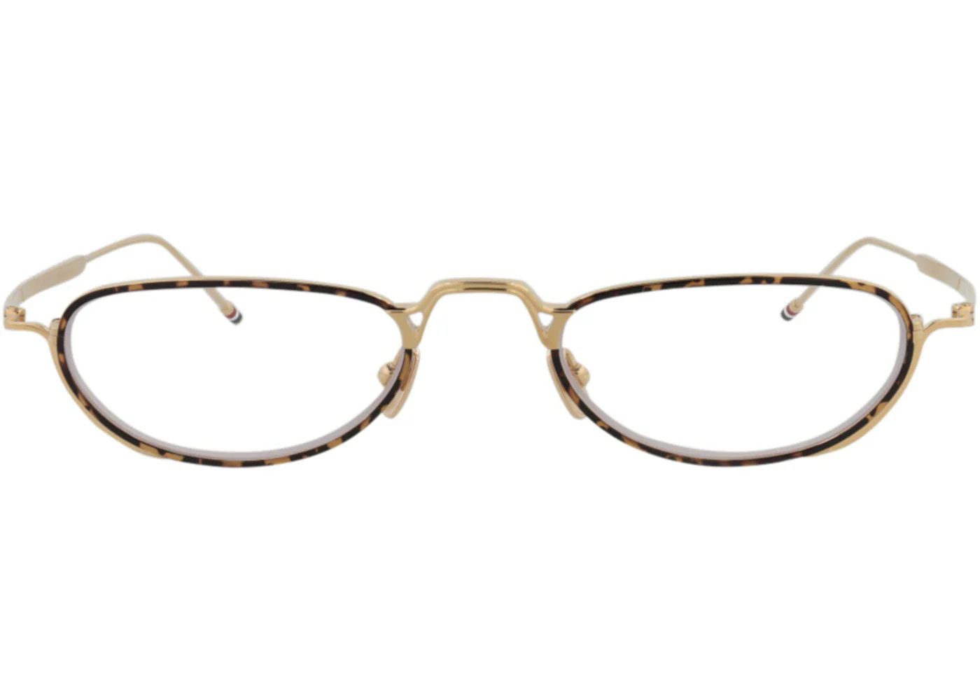 Thom Browne Round-Frame Metal Optical Frames Tortoise Gold Transparent (TBX913-50-01)