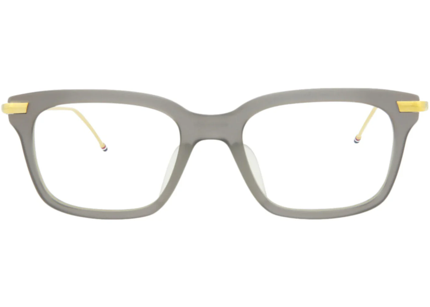 Thom Browne Square-Frame Acetate Optical Frames Satin Crystal Grey Gold (TB701-GGRYGLD-49)