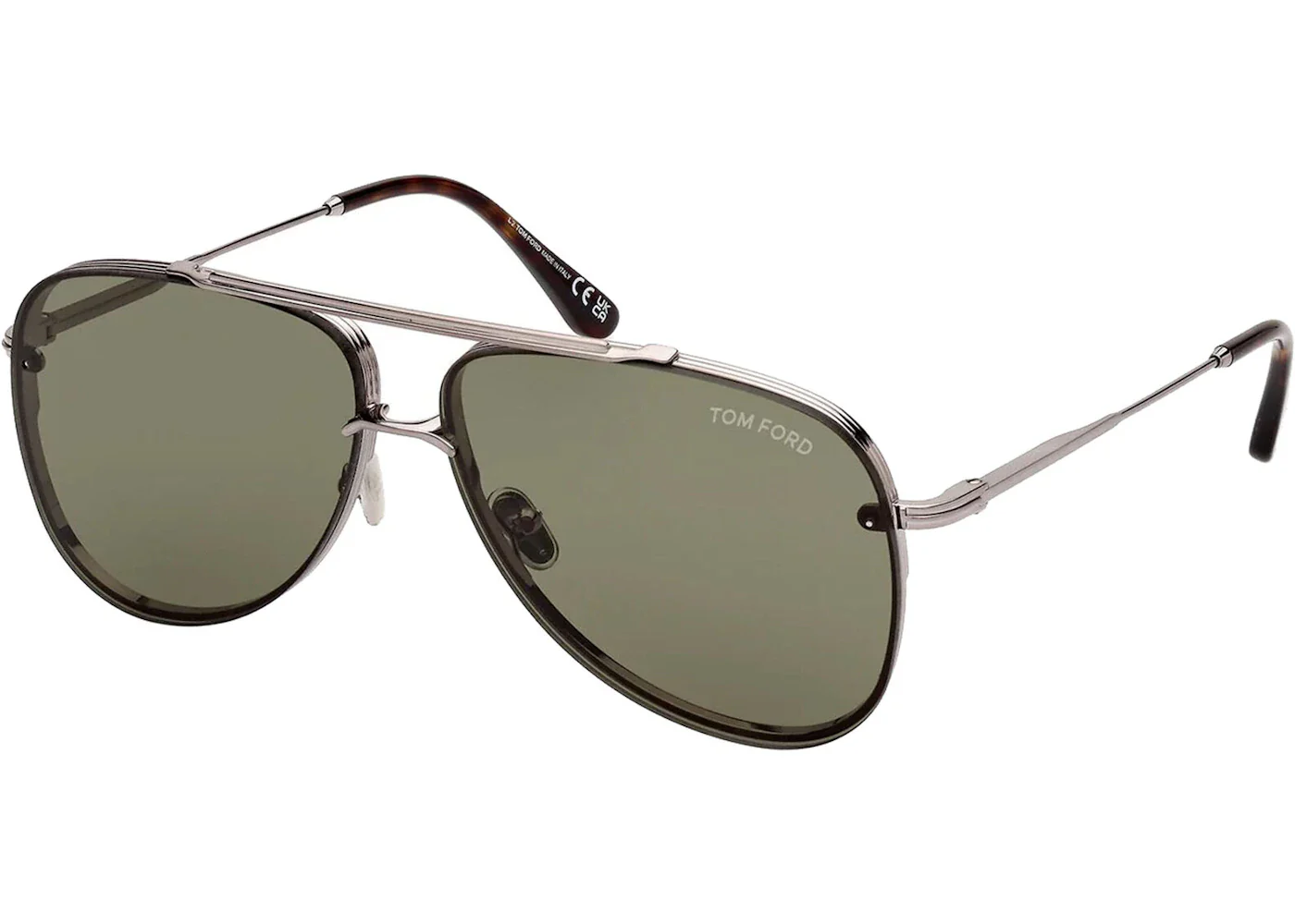 Tom Ford Leon Pilot Sunglasses Silver/Brown/Green (FT1071-14N)