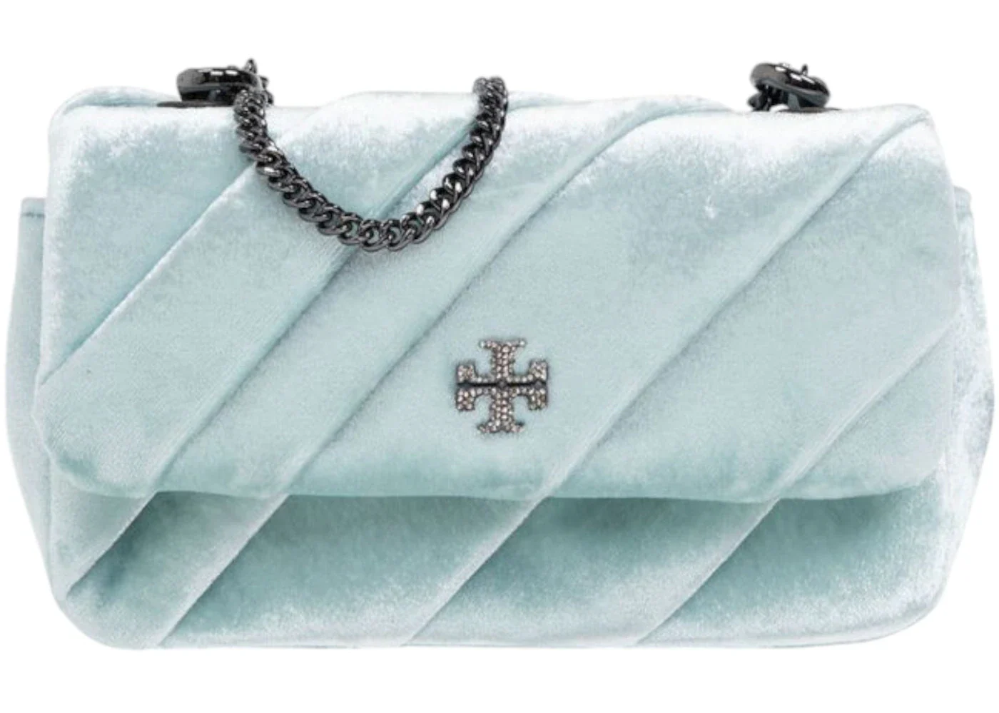 Tory Burch Kira Draped Velvet Mini Flap Bag Mist