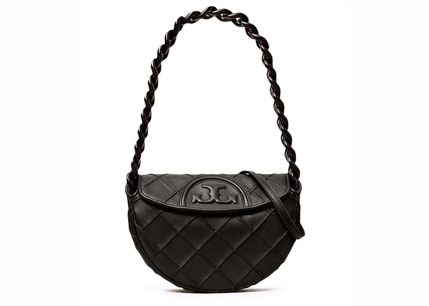 Tory Burch Mini Fleming Soft Crescent Bag Black
