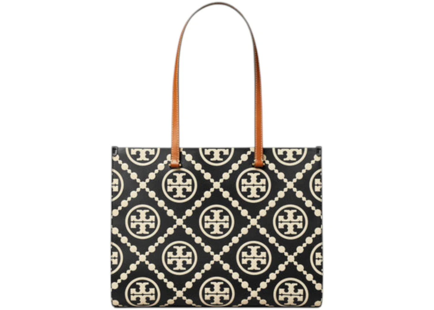 Tory Burch T Monogram Contrast Embossed Tote Black/White