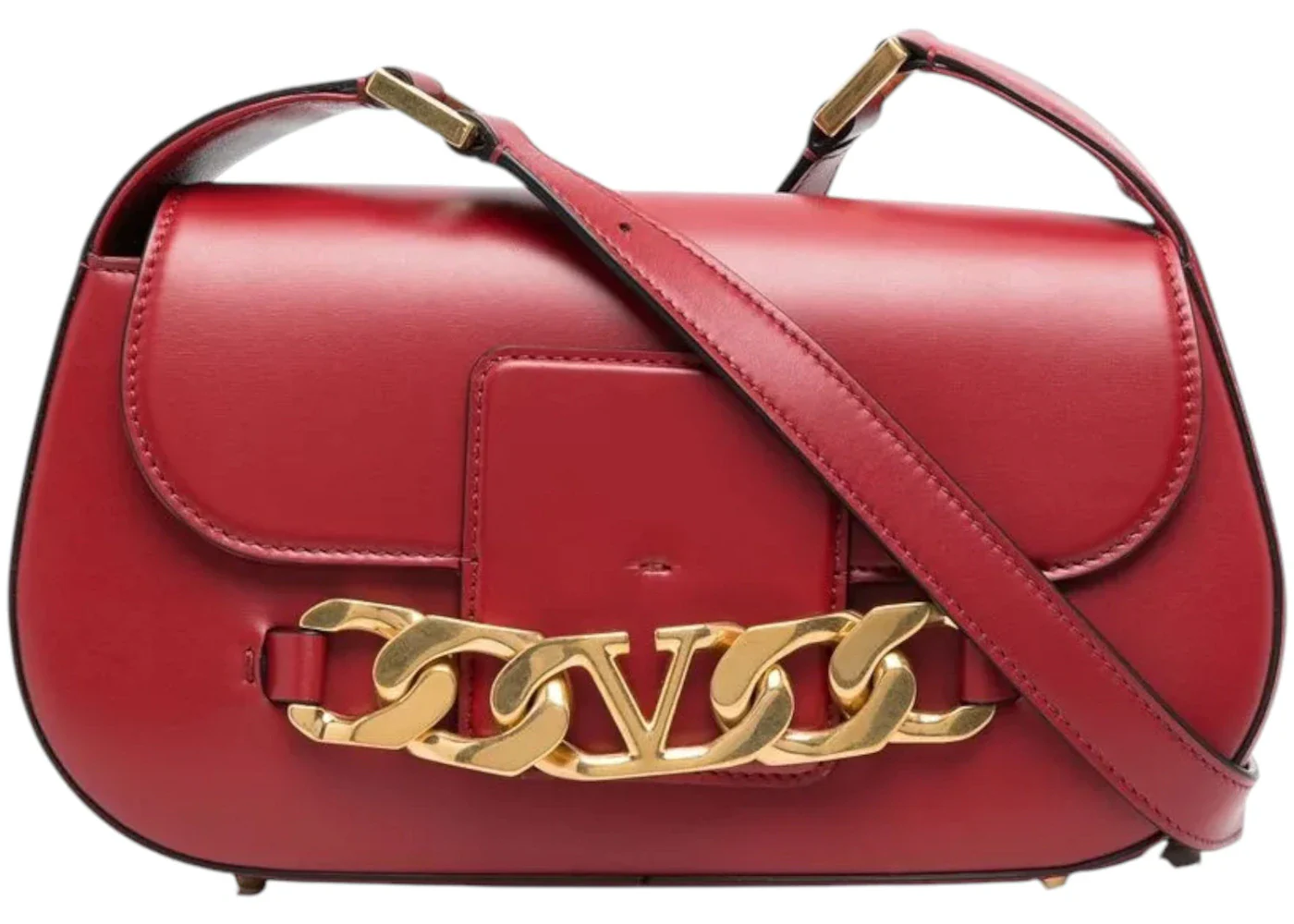 Valentino Garavani Vlogo Leather Shoulder Bag Red
