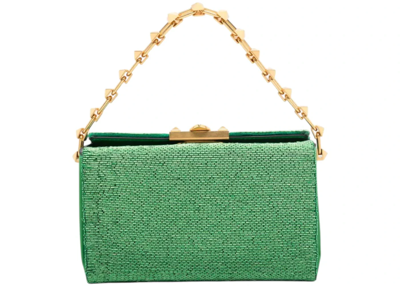 Valentino Rockstud Beaded Leather Bag Green