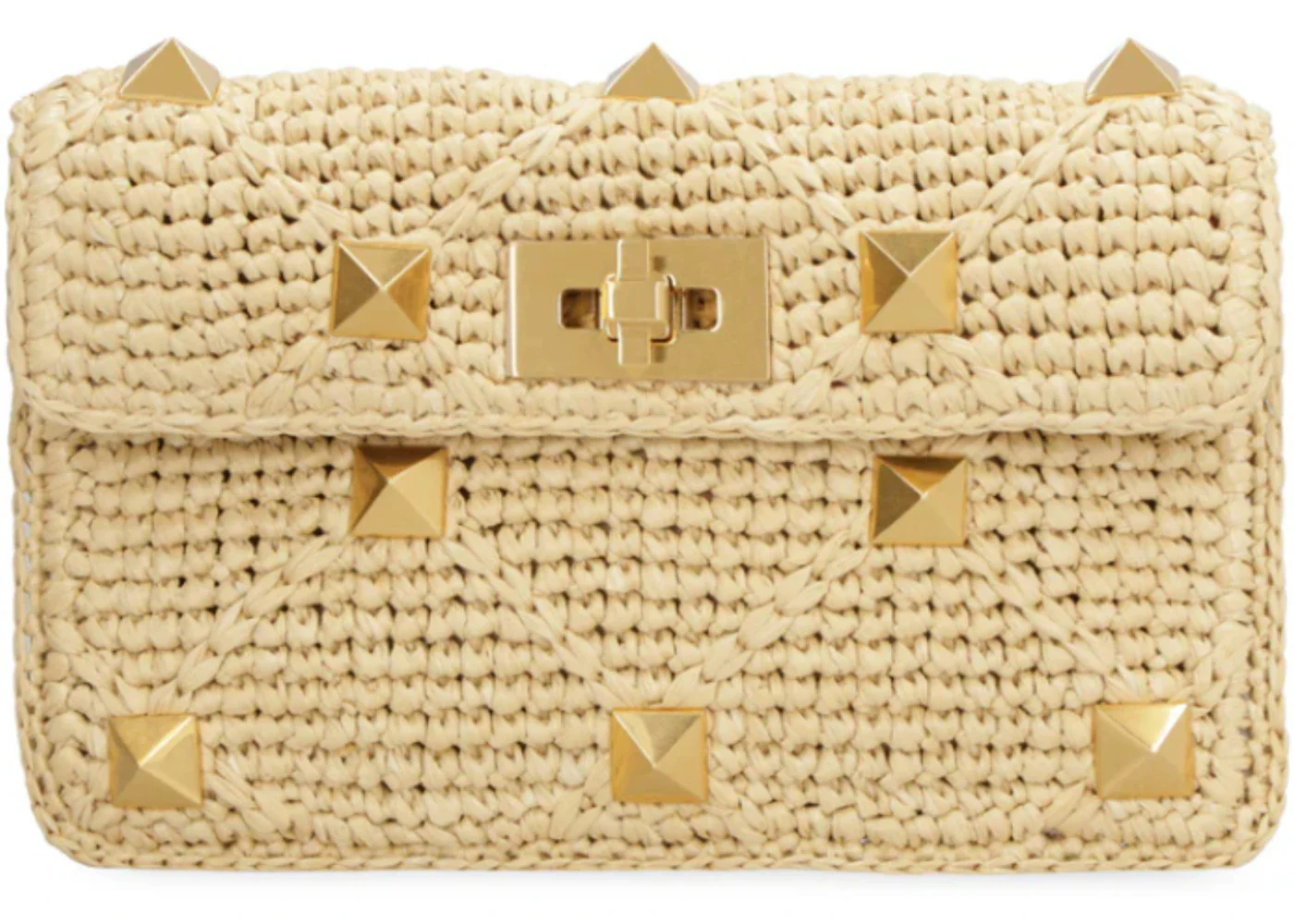 Valentino Roman Stud Small Pouch Beige