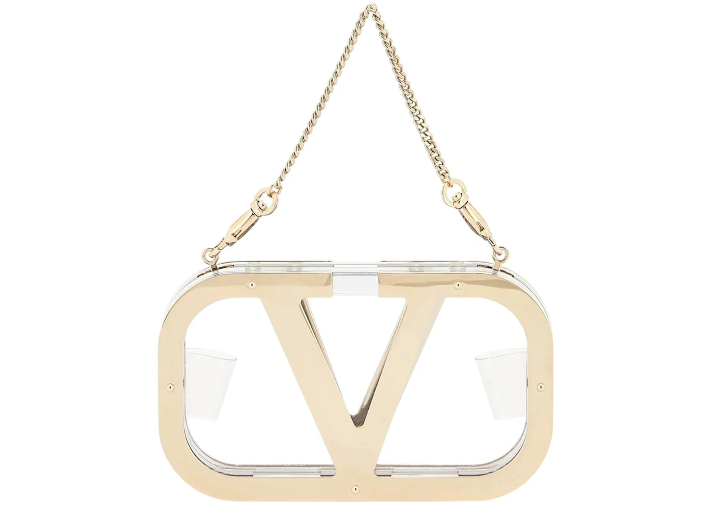 Valentino V'Logo Signature Minaudiere Clutch Gold