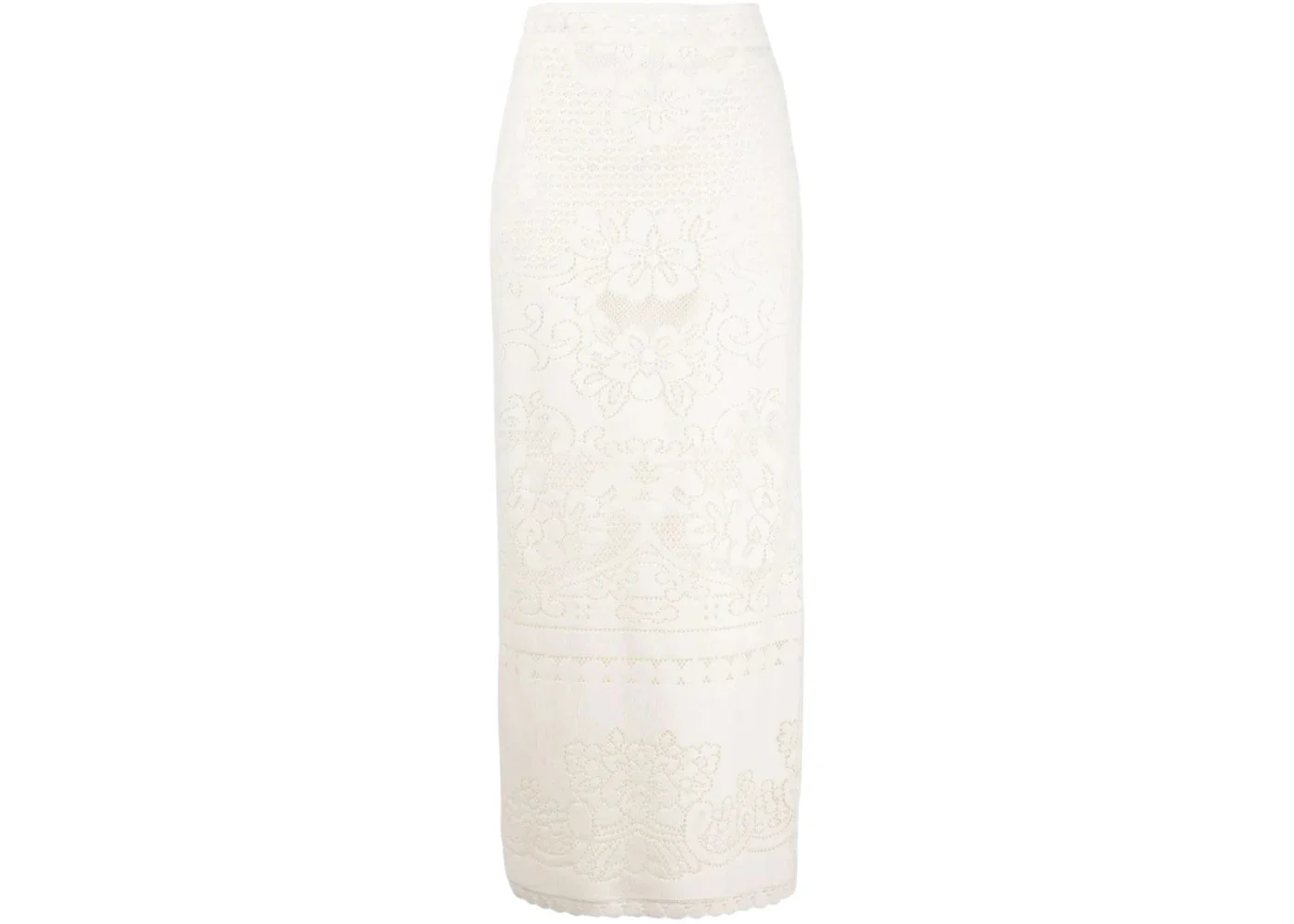 Valentino Women's High-Waisted Heavy Lace Skirt Neutrals