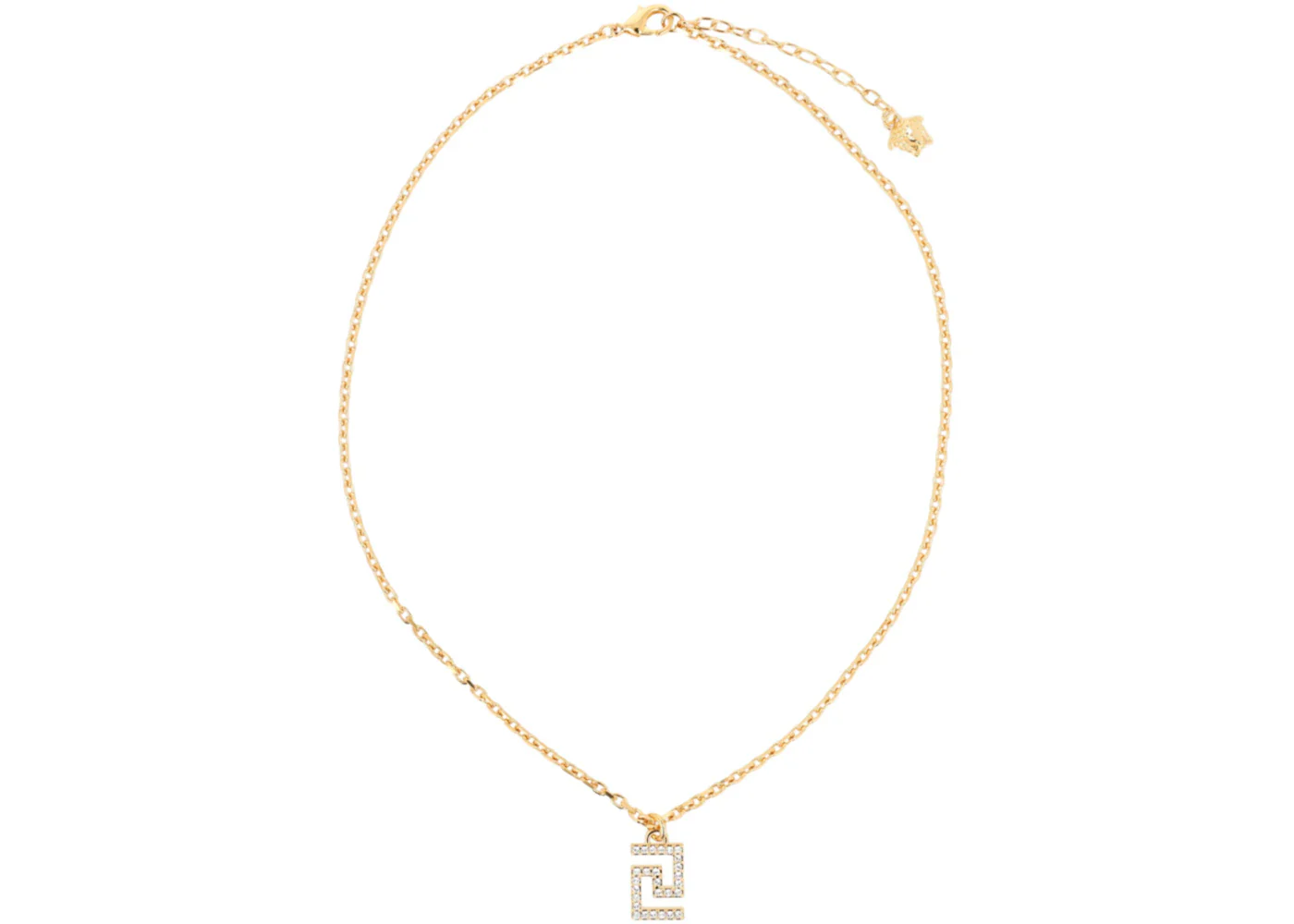 Versace Crystal Embellished Greca Necklace Gold