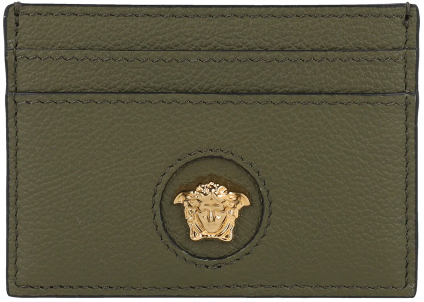 Versace Medusa Leather Card Holder Olive/Gold