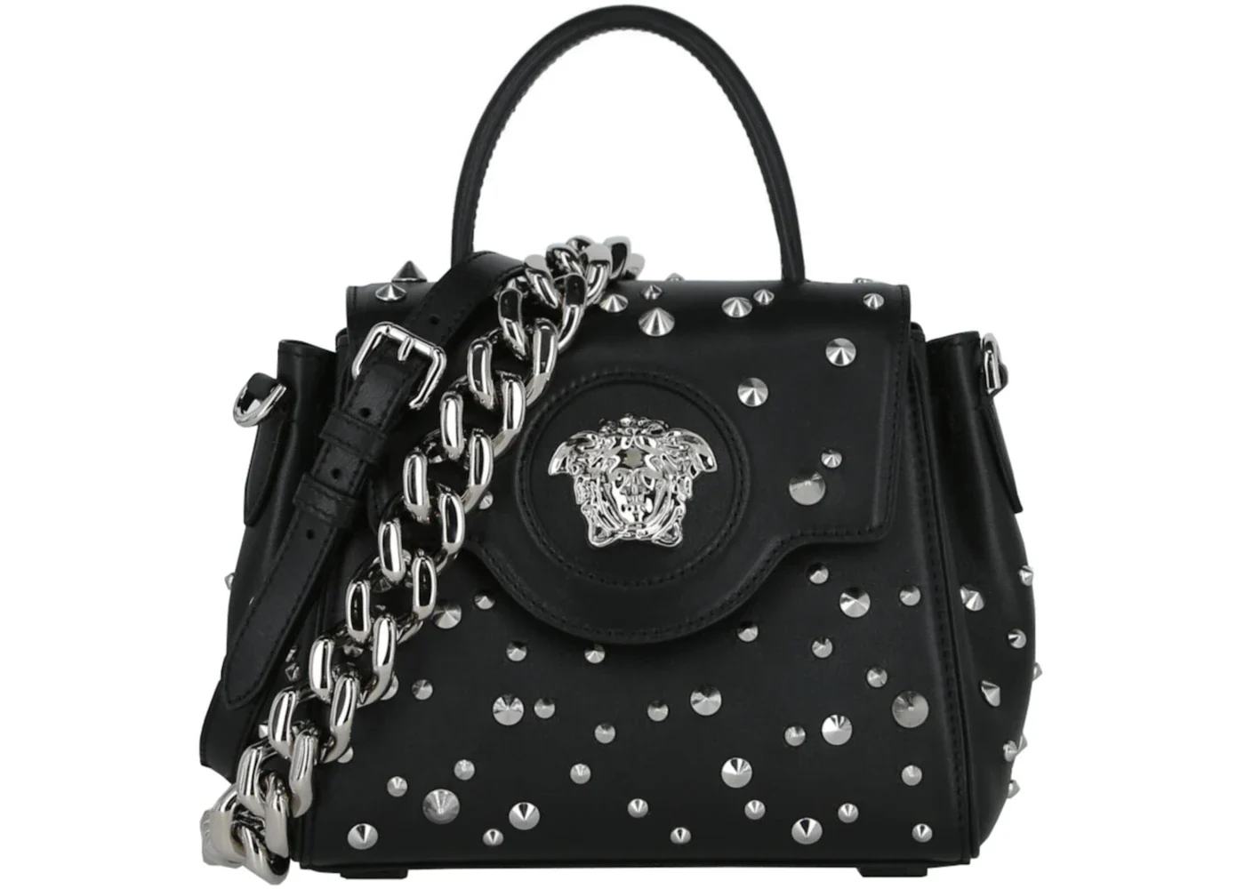 Versace Studded La Medusa Shoulder Bag Black/Palladium