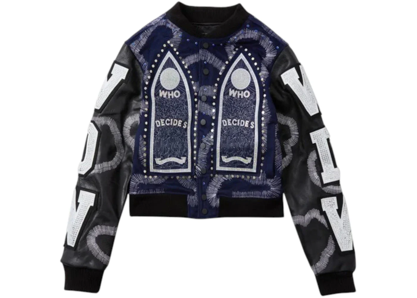 Who Decides War Hardware Cathedral Varsity Jacket Black