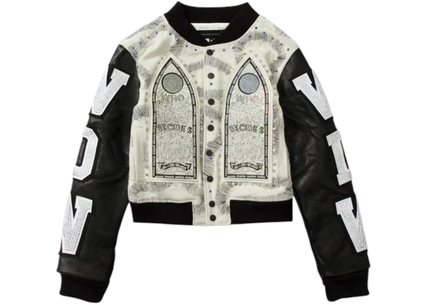 Who Decides War Hardware Cathedral Varsity Jacket Multicolor