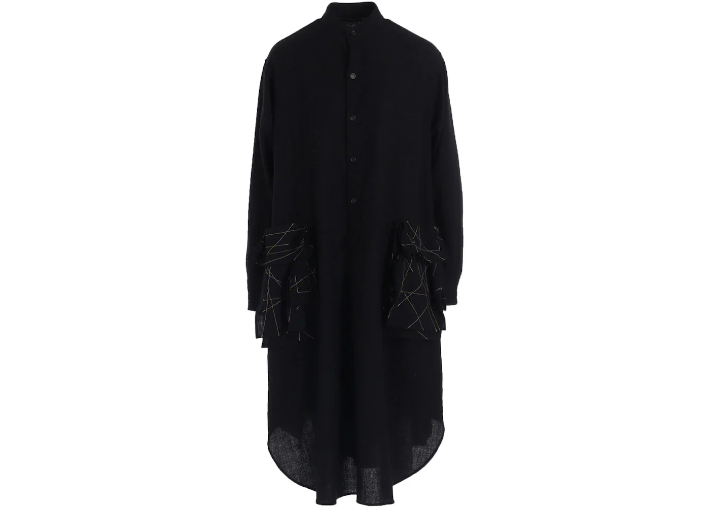 Yohji Yamamoto Embroidery Box Pocket Dress Black